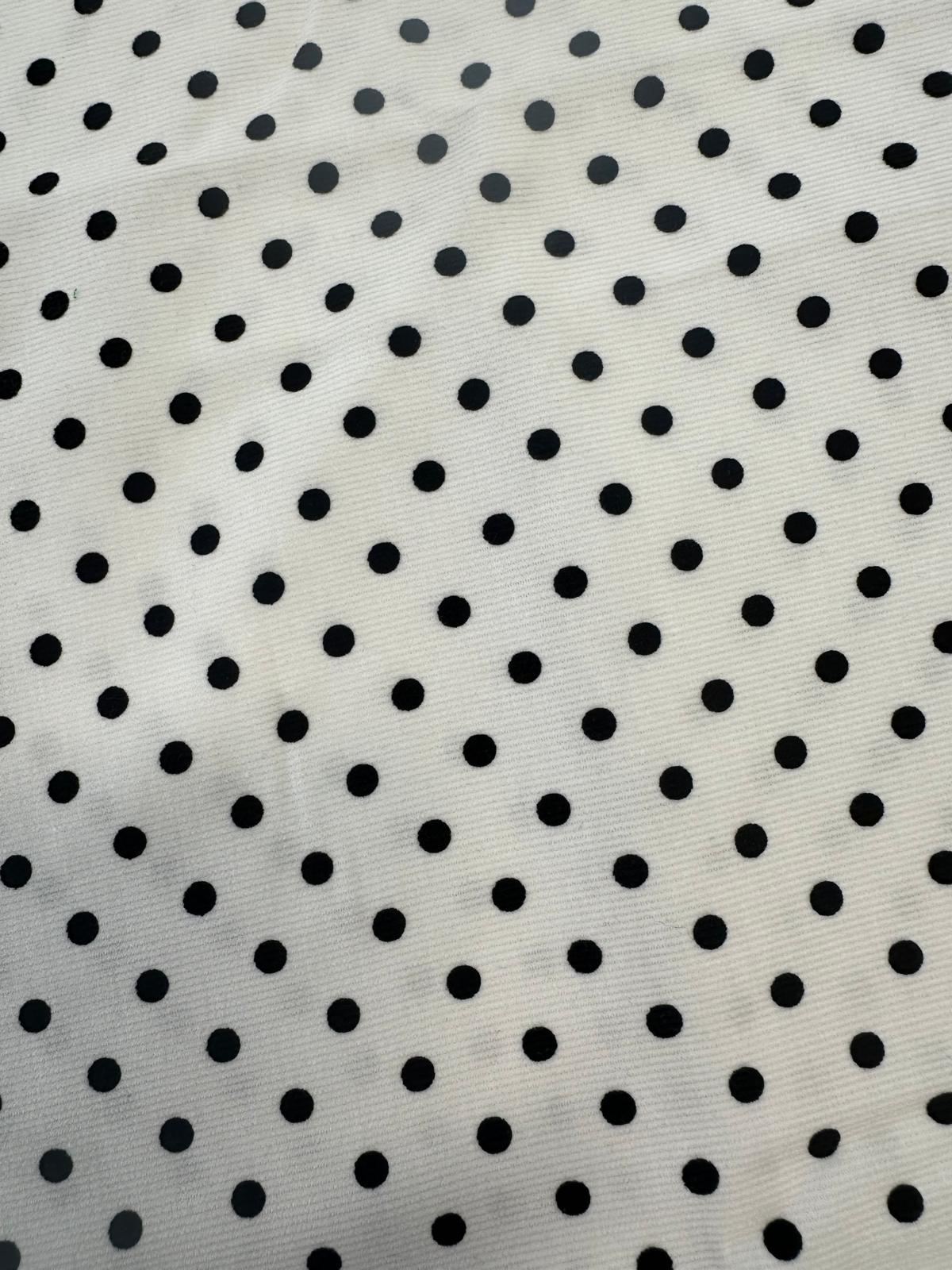 21 WALES CORDUROY 100% COTTON POLKA DOT BLACK/WHITE SOLD BY THE YARD