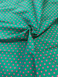 21 WALES CORDUROY 100% COTTON POLKA DOT GREEN/PINK SOLD BY THE YARD