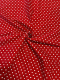 21 WALES CORDUROY 100% COTTON POLKA DOT RED/WHITE  SOLD BY THE YARD