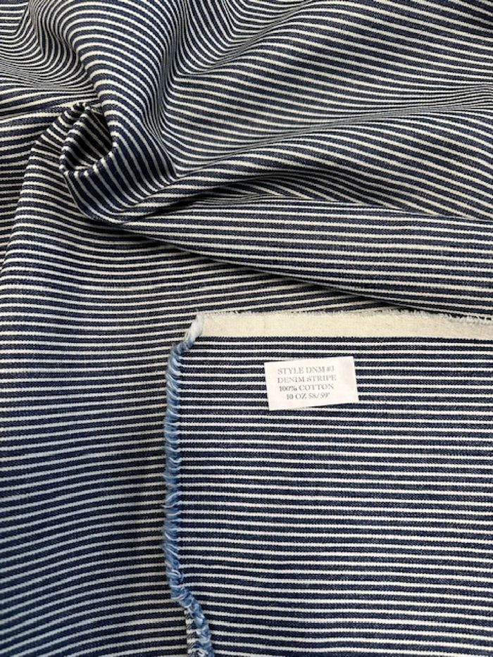Denim Natural Stripe #3 Fabric - Indigo - Sold By The Yard