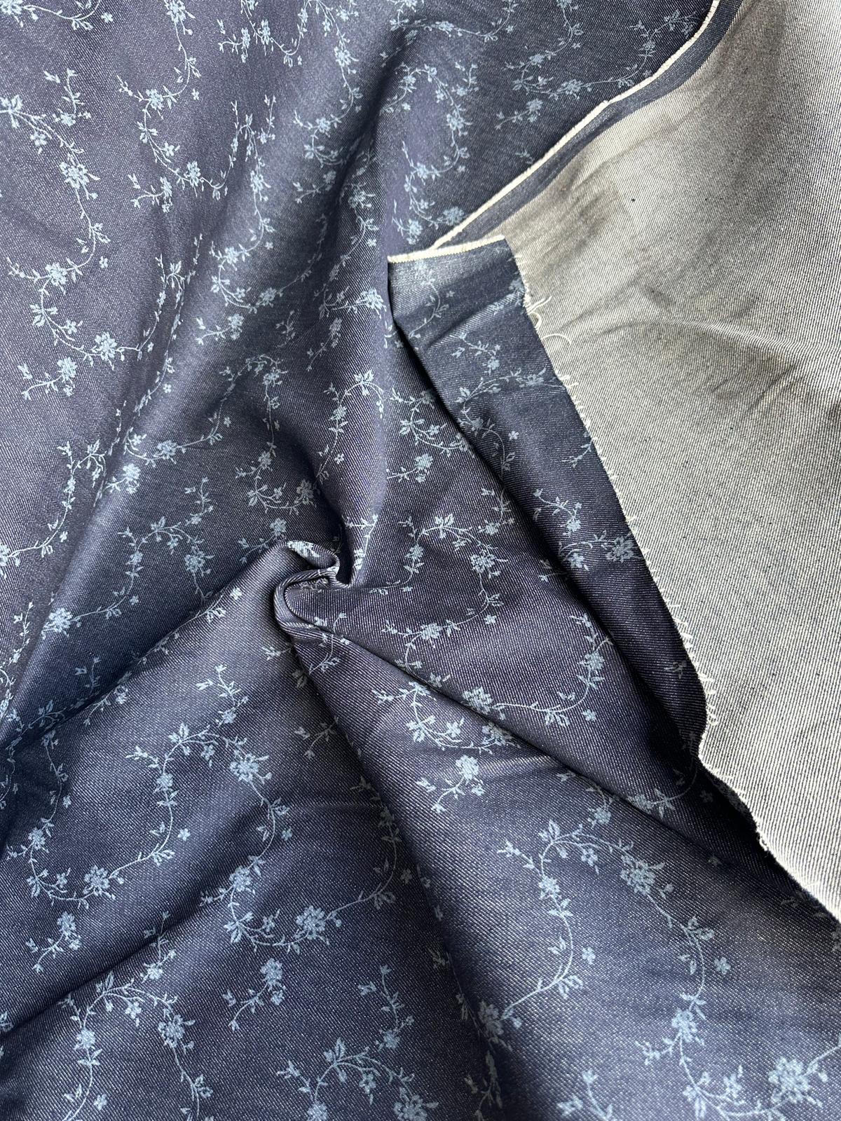 DENIM FLOWERY INDIGO SOLD BY THE YARD