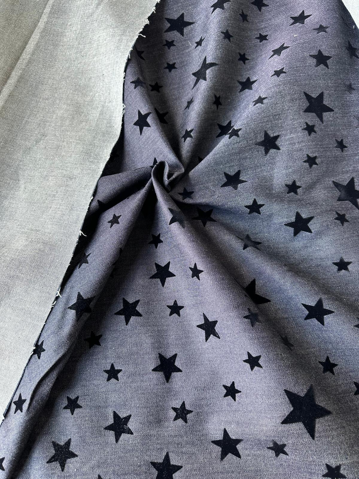 DENIM STARS  INDIGO SOLD BY THE YARD