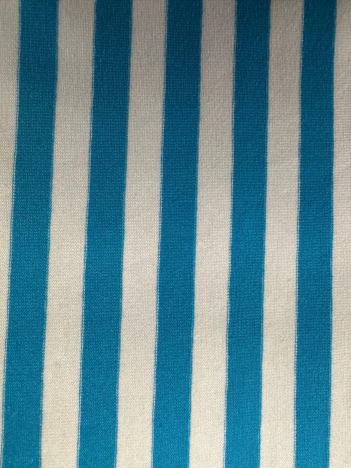 JAK JERSEY STRIPE AQUA 5 .6 OZ 97 % COTON 3% SPANDEX SOLD BY THE YARD