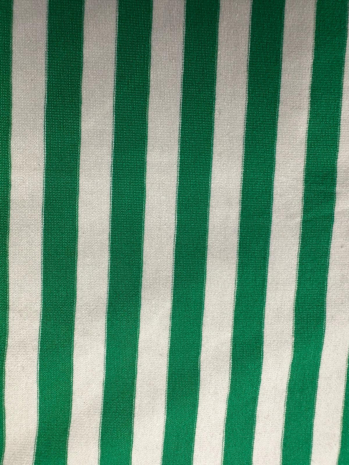 JAK JERSEY STRIPE GREEN 5 .6 OZ 97 % COTON 3% SPANDEX SOLD BY THE YARD
