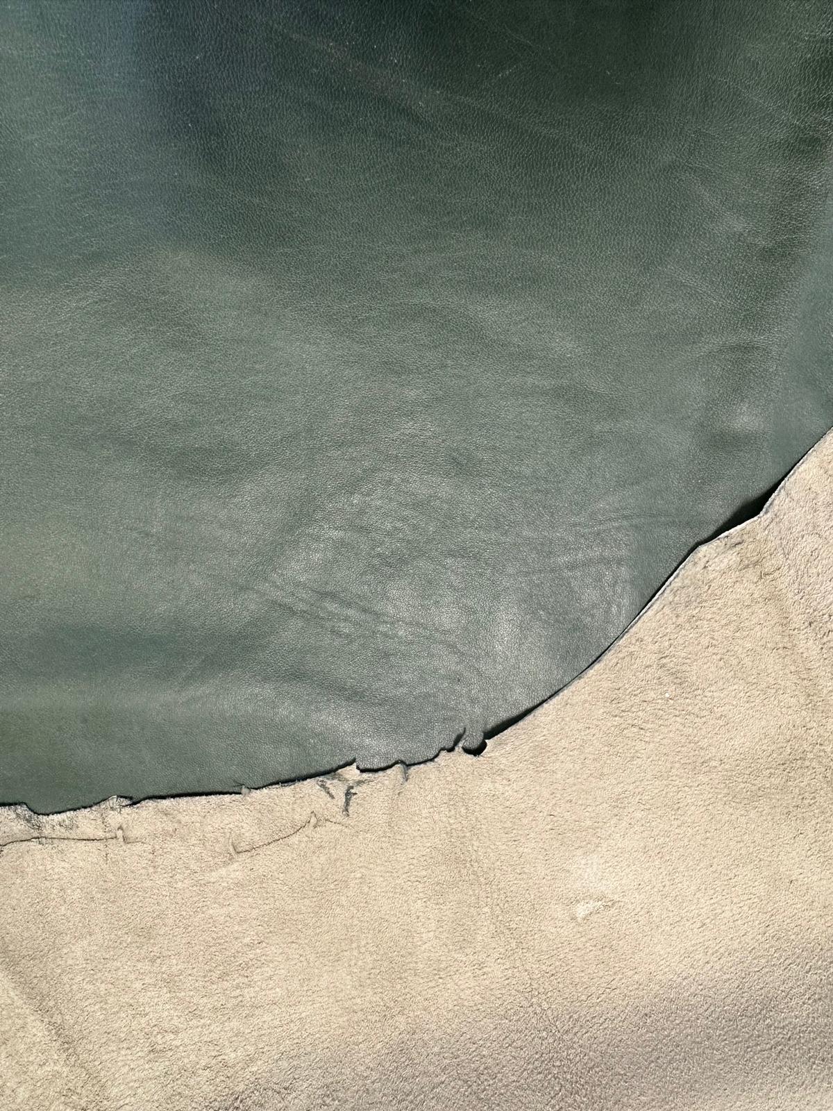 LAMB SHEEP LEATHER  HUNTER GREEN SOLD BY THE REMNANT PIECE