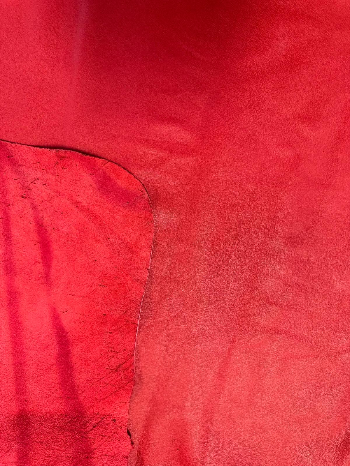 LAMP SHEEP LEATHER  RED  SOLD BY THE REMNANT PIECE